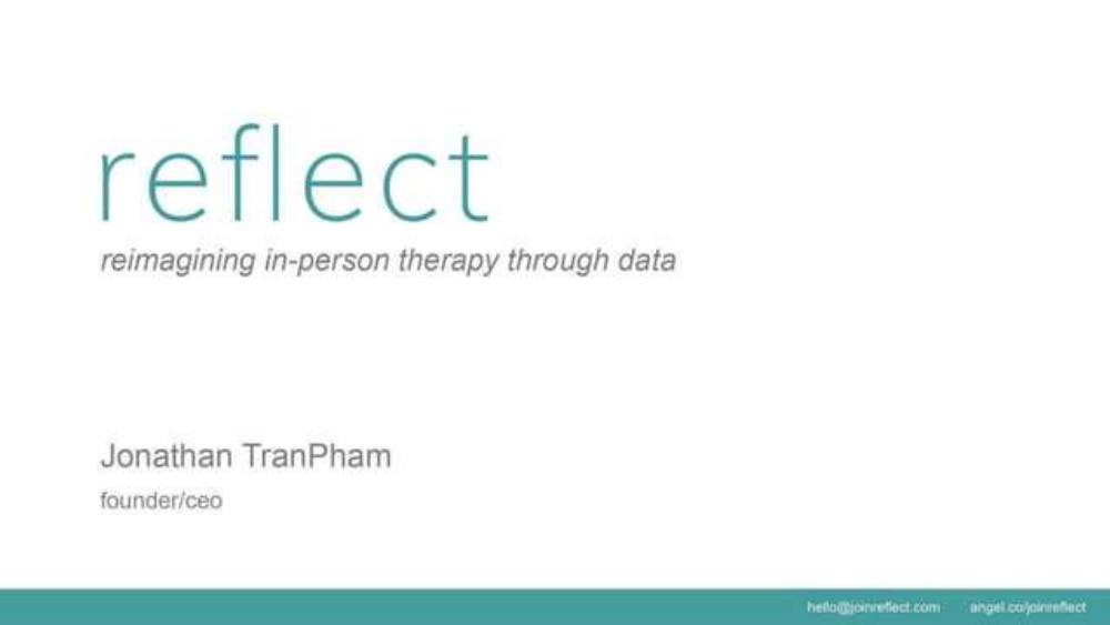 Reflect pitch deck, cover slide