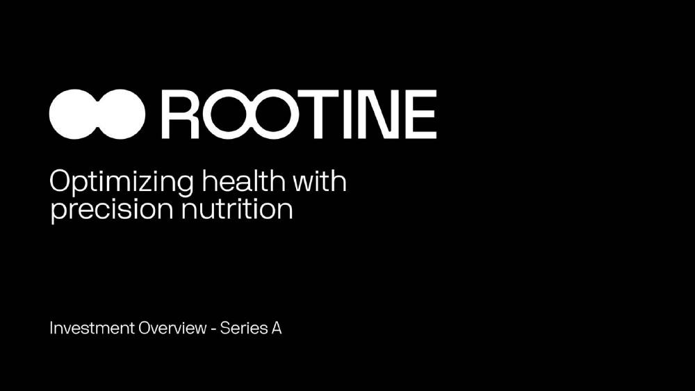 Rootine pitch deck, cover slide