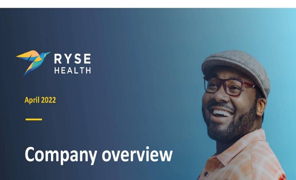 Ryse Health pitch deck, cover slide