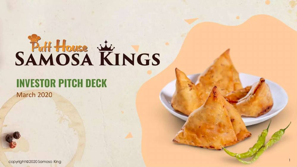 Samosakings pitch deck, cover slide