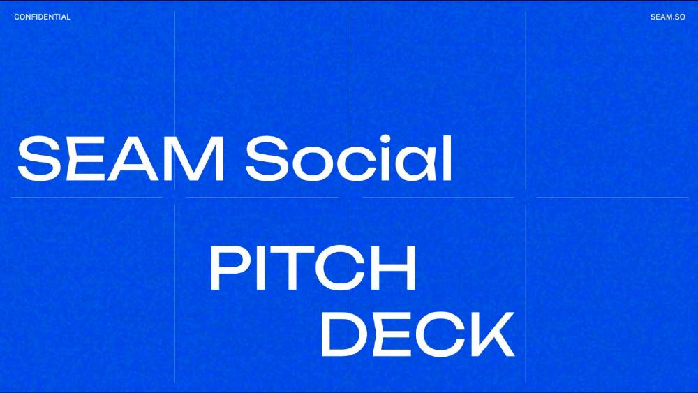 Seam Social pitch deck, cover slide