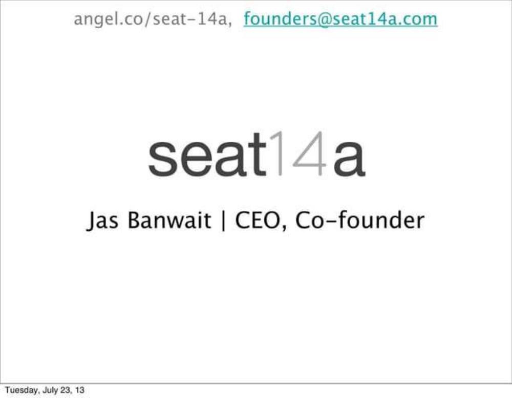 Seat 14A pitch deck, cover slide