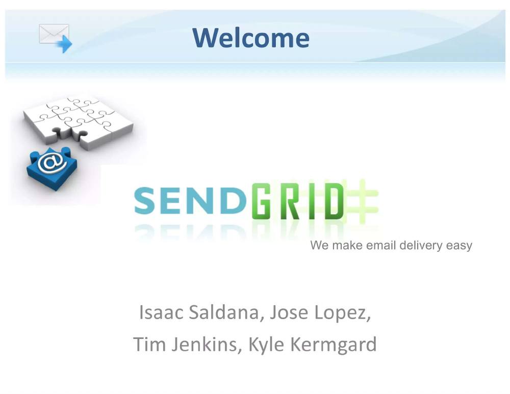 SendGrid pitch deck, cover slide