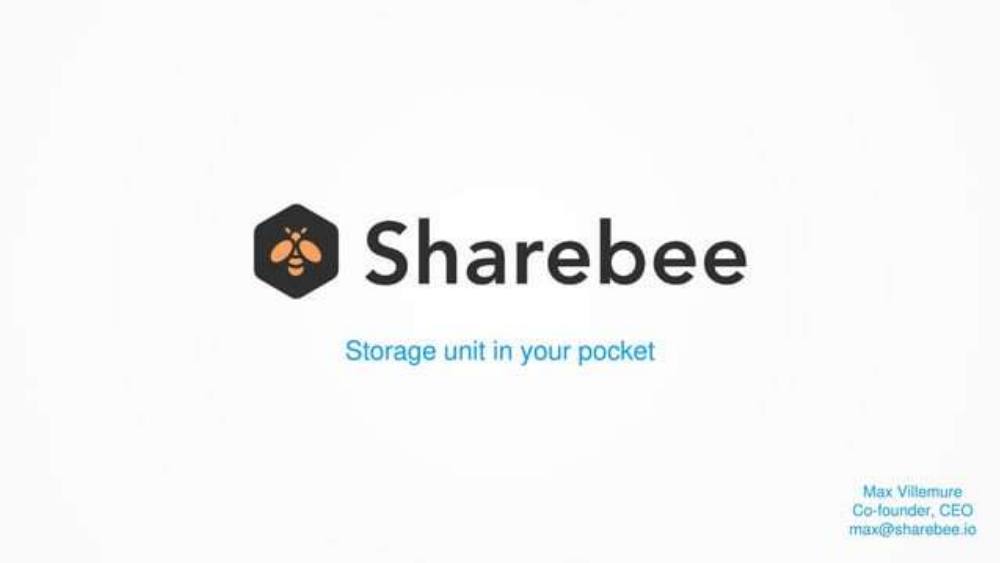 Sharebee pitch deck, cover slide