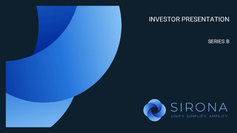 Sirona Medical pitch deck, cover slide