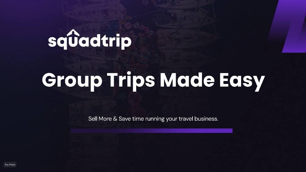 SquadTrip pitch deck, cover slide