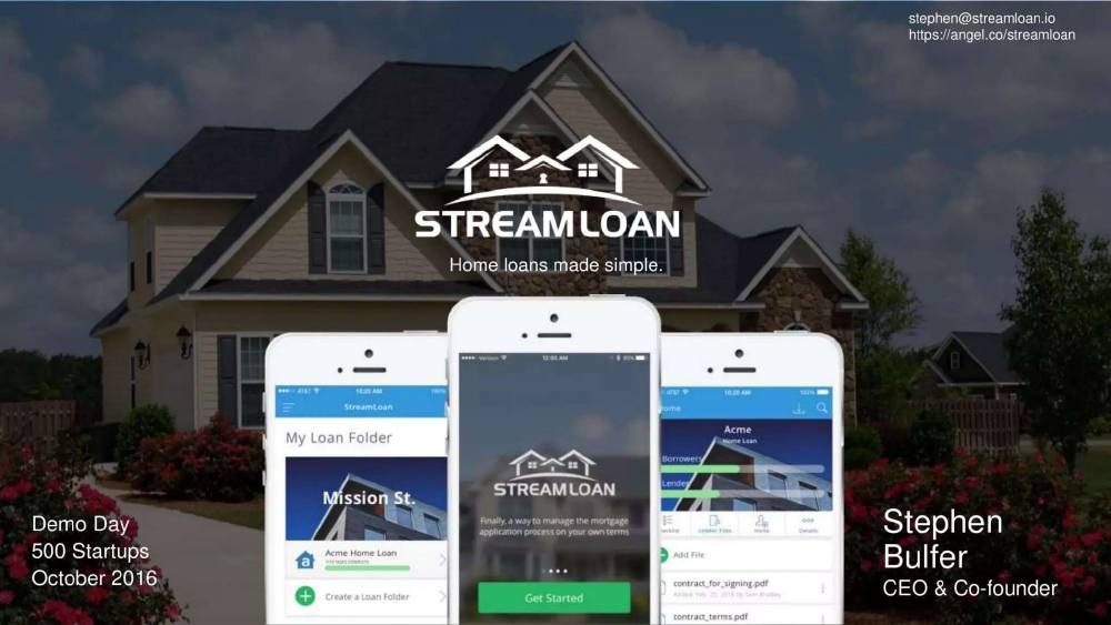 StreamLoan pitch deck, cover slide