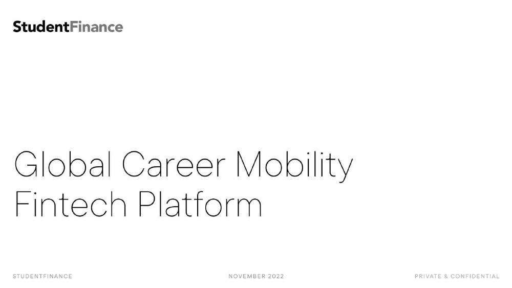 StudentFinance pitch deck, cover slide