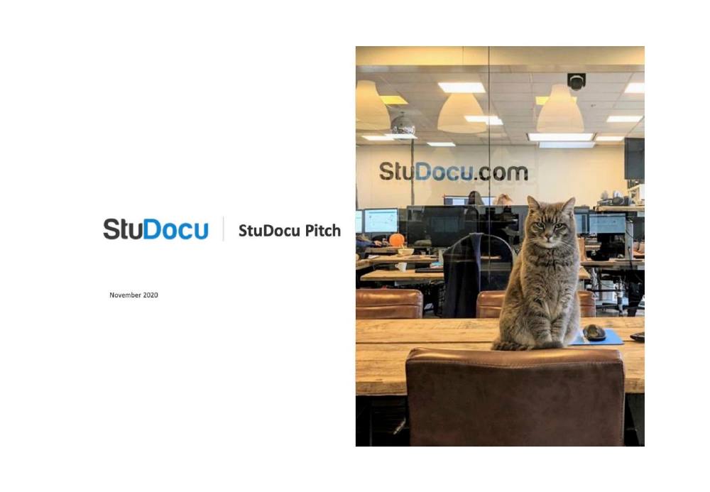 StuDocu pitch deck, cover slide