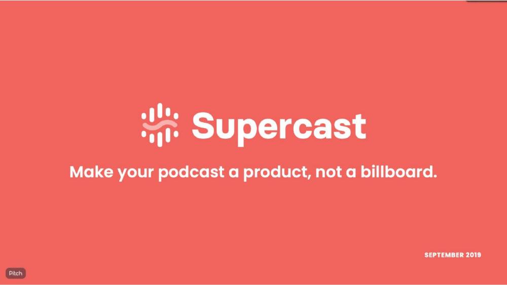 Supercast pitch deck, cover slide