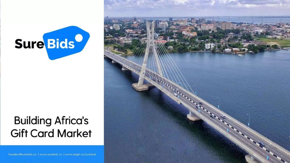 Surebids pitch deck, cover slide