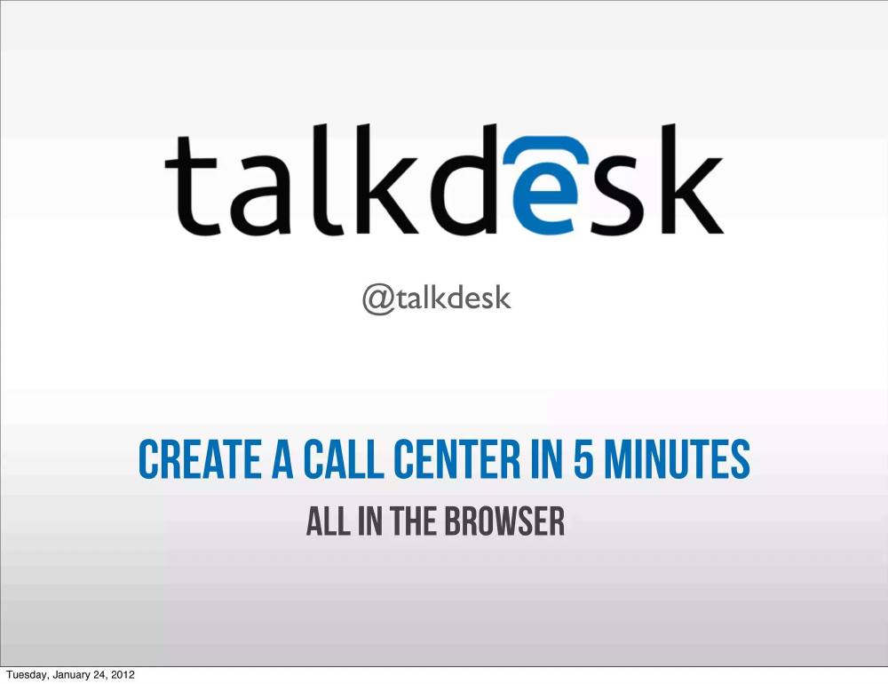 Talkdesk pitch deck, cover slide