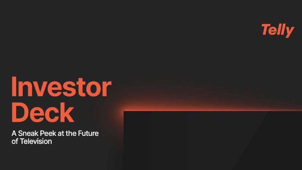 Telly pitch deck, cover slide