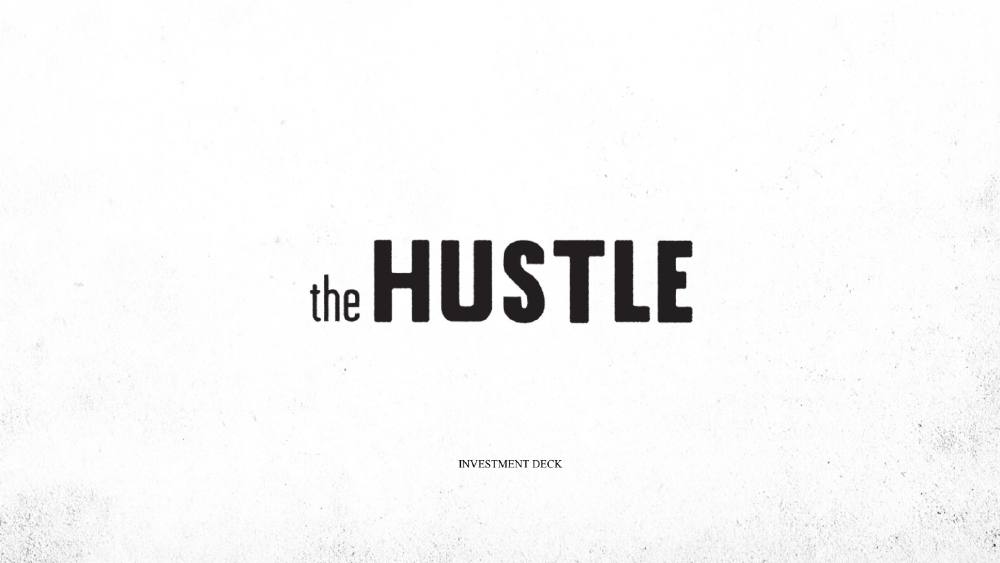 The Hustle pitch deck, cover slide