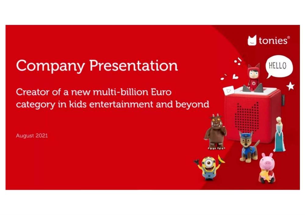 Tonies pitch deck, cover slide