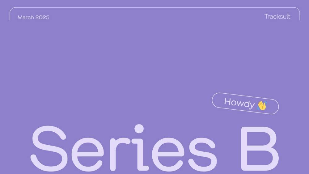 Tracksuit pitch deck, cover slide