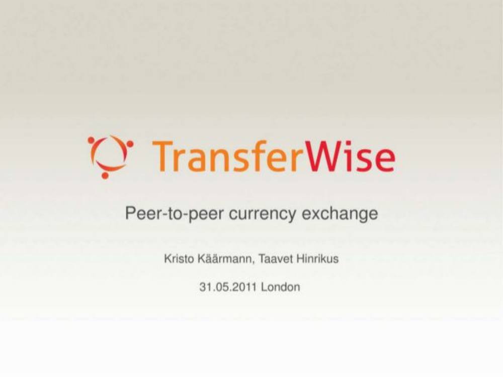 TransferWise pitch deck, cover slide