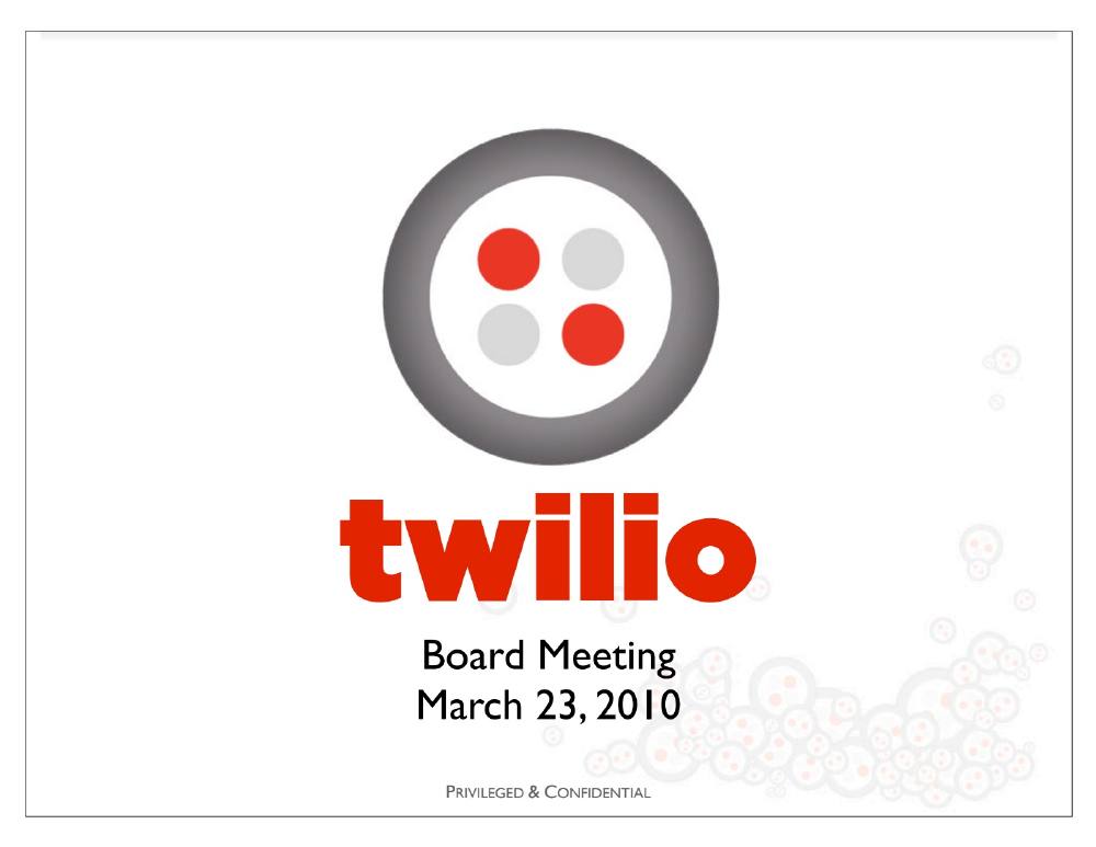 Twilio pitch deck, cover slide