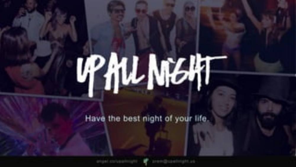 Up All Night pitch deck, cover slide