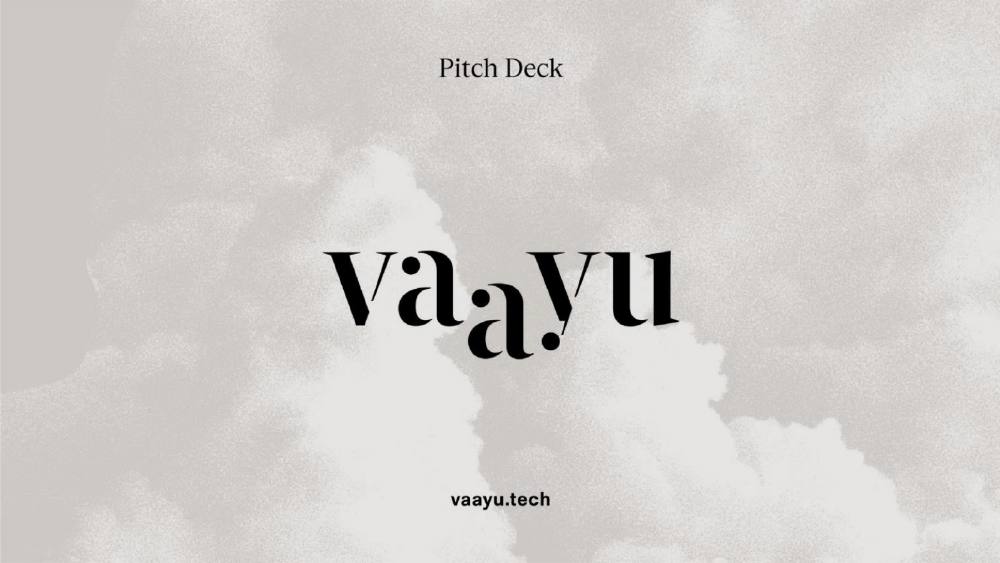 Vaayu pitch deck, cover slide
