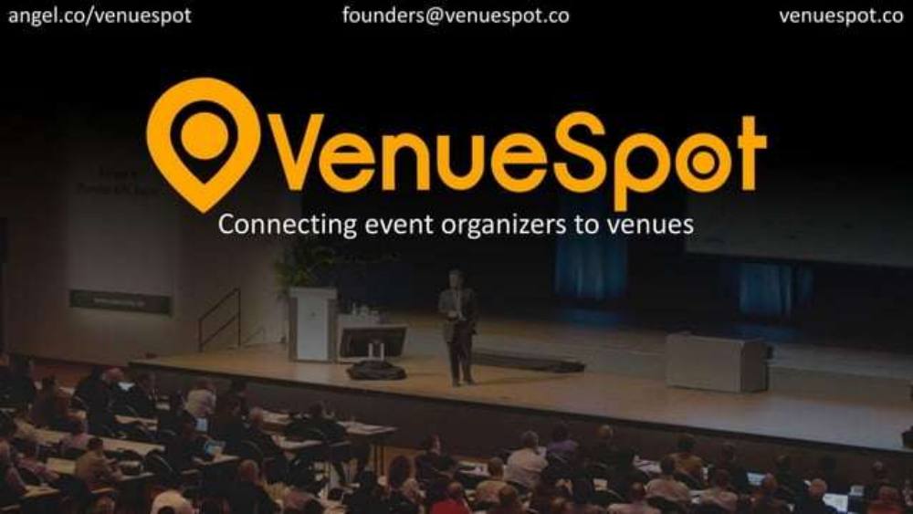 VenueSpot pitch deck, cover slide