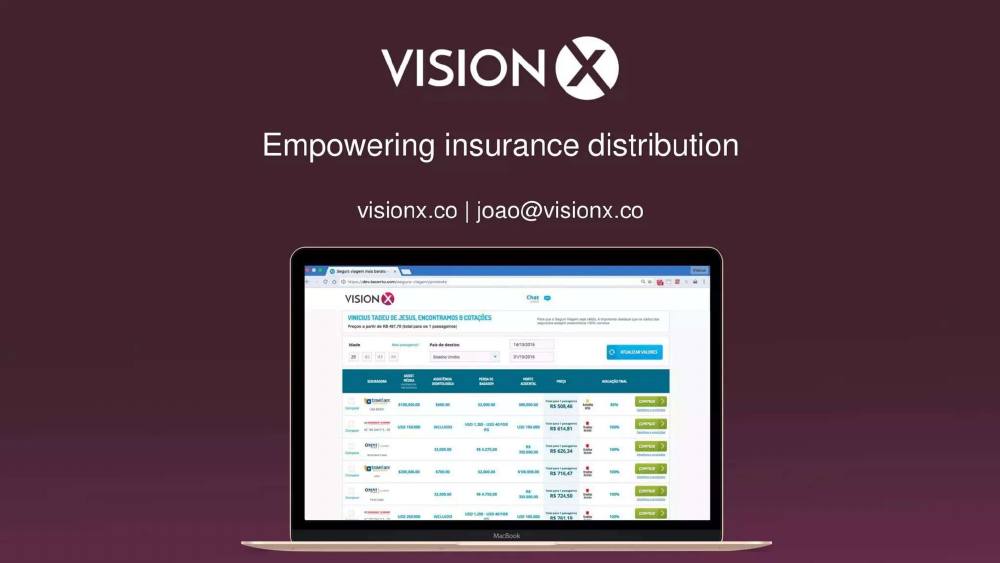 VisionX pitch deck, cover slide