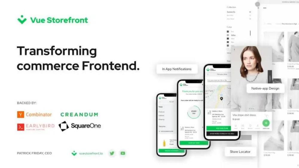 Vue Storefront pitch deck, cover slide