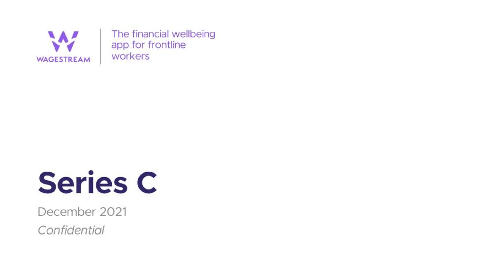 Wagestream pitch deck, cover slide