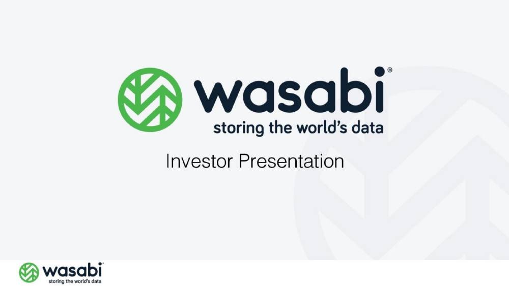 Wasabi pitch deck, cover slide