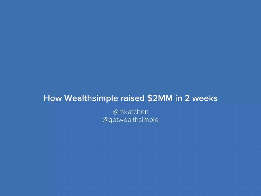 Wealthsimple pitch deck, cover slide