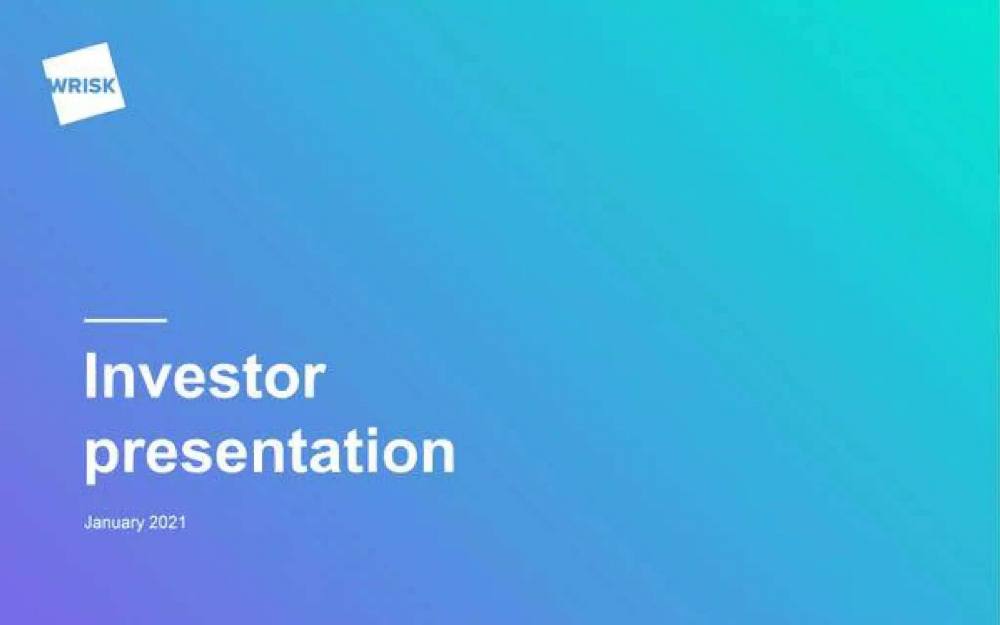 Wrisk pitch deck, cover slide