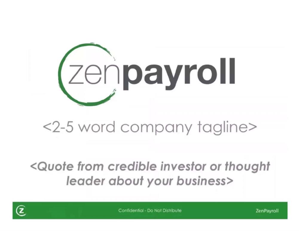 Zenpayroll pitch deck, cover slide