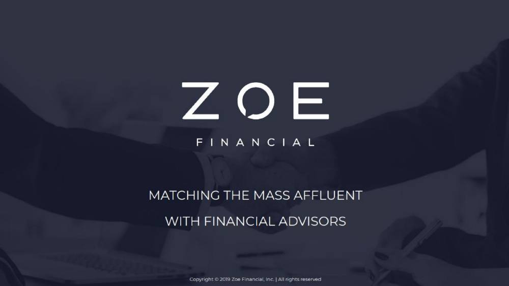 Zoe Financial pitch deck, cover slide